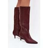 Boto Women's Boots on Low Heel Lined with Eco Leather Bordeaux Marcellia | Shoptok.si