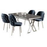 Hanah home Set Trpezarijski sto i 4 stolice Rigel, plava i bijela | Eponuda.ba