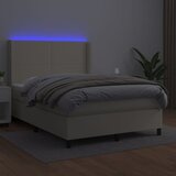 Krevet box spring s madracem LED krem 140x190cm od umjetne kože | Eponuda.com