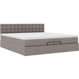  Otomanski okvir kreveta s madracima smeđesivi 200x200cm tkanine | shoptok.hr