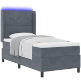 vidaXL Postelja z vzmetnico in LED temno siva 100x200 cm žamet | Shoptok.si