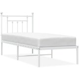 vidaXL Kovinski posteljni okvir z vzglavjem bel 75x190 cm, (20788260) Cene