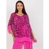 Fashionhunters Pink leopard print silk blouse