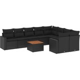  10-dijelni set vrtnih sofa s jastucima crni od poliratana | shoptok.hr