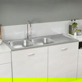 vidaXL Dvojno kuhinjsko pomivalno korito srebrno 1200x600x155 mm, (21822688) | Shoptok.si