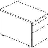 mauser Predalnik s kolesi, V x G 579 x 600 mm, 1 predal za material, 1 predal za obešalne mape, čista bela / aluminijasto siva / javor | Shoptok.si