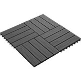  Pločice za trijem 11 kom reljefne WPC 30 x 30 cm 1 m² crne | shoptok.hr