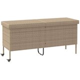 vidaXL Vrtna kutija za pohranu s kotačima bež 160x55x75 cm poliratan | shoptok.hr