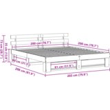  Konstrukcija postelje Rjava 200 x 200 cm Masivno borovo les, (5000127165) | Shoptok.si