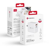 forcell f-energy TFK-TC-45WPDAC kućni punjač 3u1 type c + usb a pd QC4.0 3A 45W sa zamenjivim prikljuccima (eu / uk / us) beli | ePonuda.com
