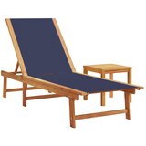 vidaXL Ležaljke za sunčanje sa stolićem plave 2 kom drvo i tekstilen | shoptok.hr