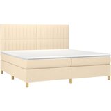  Box spring postelja z vzmetnico krem 200x200 cm blago, (20893668) | Shoptok.si