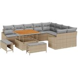  12-dijelni vrtni sofa set s jastučićima Bež Poli Ratan Akacija 2-sjedalna vrtna sofa s spremnikom i jastučićima Bež Poli Ratan | shoptok.hr