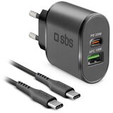  Kucni punjac sbs m3 usb-a 18w+type-c pd 20w sa type c na type c kablom crni (tekittrpdcck) ( P1235 ) Cene