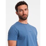 Ombre Men's cotton T-shirt with fine embroidery - dark blue | Eponuda.ba