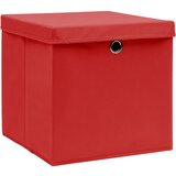Furnova Škatle za shranjevanje s pokrovi 10 kosov rdeče 32x32x32 cm, (21955950) | Shoptok.si