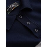 Ombre Men's soft knit polo shirt with contrasting stripes - navy blue | shoptok.hr