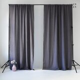 Linen Tales Temno siva zavesa 140x330 cm Night Time – Linen Tales Cene
