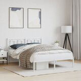 Maison Chic Kovinski Posteljni okvir - Dvoposteljna postelja - Zakonska postelja z vzglavjem bel 140x190 cm, (21692853) | Shoptok.si