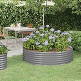 vidaXL Vrtna sadilica od čelika obloženog prahom 140x140x36 cm siva | shoptok.hr