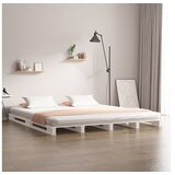  Krevet od paleta bijeli 140 x 200 cm od masivne borovine | shoptok.hr