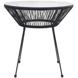  Vrtni blagovaonski stol crni Ø 70 x 74 cm od ratana i stakla | shoptok.hr