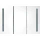 vidaXL LED kopalniška omarica z ogledalom 89x14x62 cm bela in hrast | Shoptok.si