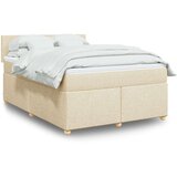 vidaXL Box spring postelja z vzmetnico krem 160x200 cm blago, (21308078) | Shoptok.si