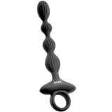 Črni analni vibrator z 2 motorjema in gibljivimi kroglicami