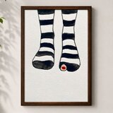 Wallxpert uramljena mdf slika 3752KACT-039, noge u prugastim čarapama sa crvenim prstom kroz rupu, 37 x 52 cm | Eponuda.com