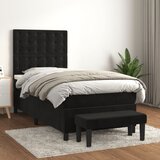 The Living Store Box spring postelja z vzmetnico črna 100x200 cm žamet - Box Spring Postelja, (21438382) Cene