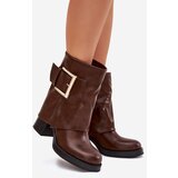 Boto Womens Insulated Heeled Ankle Boots With Gold Buckle Brown Milira | shoptok.hr