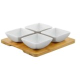 Olimp Sport Porcelanski set 4 četvrtaste činije sa daskom od bambusa DJ45577 | ePonuda.com