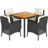  5-dijelni vrtni blagovaonski set s jastucima od poliratana crni Crna 90 cm table length | shoptok.hr