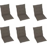  Jastuci za vrtne stolice 6 kom smeđesivi 100x50x3 cm od tkanine