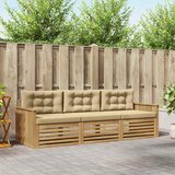  Set vanjskih sofa 3 kom. Bijela i bež Čvrsto drvo akacije | shoptok.hr