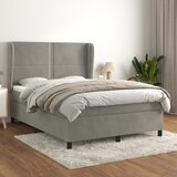 The Living Store Box spring postelja z vzmetnico svetlo siv 140x190 cm žamet - Box Spring Postelja, (21491802) Cene