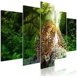  Slika - Leopard Lying (5 Parts) Wide Green 200x100 Cijene