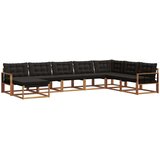  Set vanjskih sofa 8 kom. Prirodna i crna Čvrsto drvo akacije | shoptok.hr
