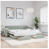 vidaXL Dnevni krevet na razvlačenje svjetlosivi 90 x 190 cm baršunasti | shoptok.hr