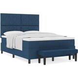 vidaXL Krevet s podnicom s madracem i klupom plavi 140x190 cm tkanina | shoptok.hr