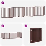  Vrata za pse s vratašcima 8 panela sklopiva 640 cm drvo topole Smeđa 80 x 90 x 2 cm | shoptok.hr