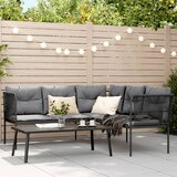  Set vrtnih sofa s jastucima crni od čelika i tekstilena | shoptok.hr