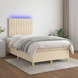 The Living Store Box spring postelja z vzmetnico LED krem 120x200 cm blago - Box Spring Postelja, (21520484) Cene