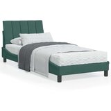 vidaXL Postelja z vzmetnico temno zelena 90x200 cm žamet | Shoptok.si