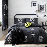 Catherine Lansfield Temno siva otroška posteljnina za zakonsko posteljo 200x200 cm Skulls – | Shoptok.si