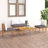 Maison Chic Seti vrtnega pohištva - Vrtna garnitura - Vrtni pohištvo set z blazinami 4-delna trden akacijev les, (21798165) | Shoptok.si