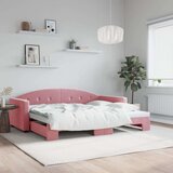 vidaXL Izvlečna dnevna postelja roza 90x200 cm žamet | Shoptok.si