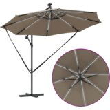 vidaXL Kantaliv dežnik z bananom Taupe 294 x 294 x 248 cm | Shoptok.si