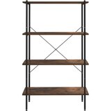 vidaXL 4-nadstropni regal s policami črn in temen les 80x40x130 cm | Shoptok.si